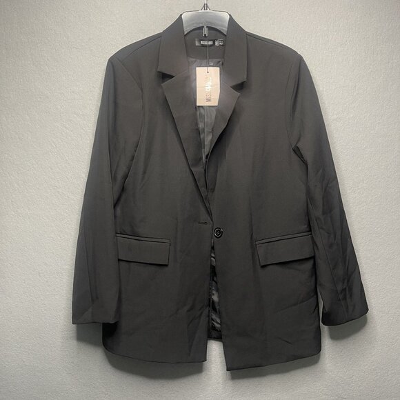 Missguided Black Tailored Oversized Blazer Womens Size 2 - Picture 1 of 7